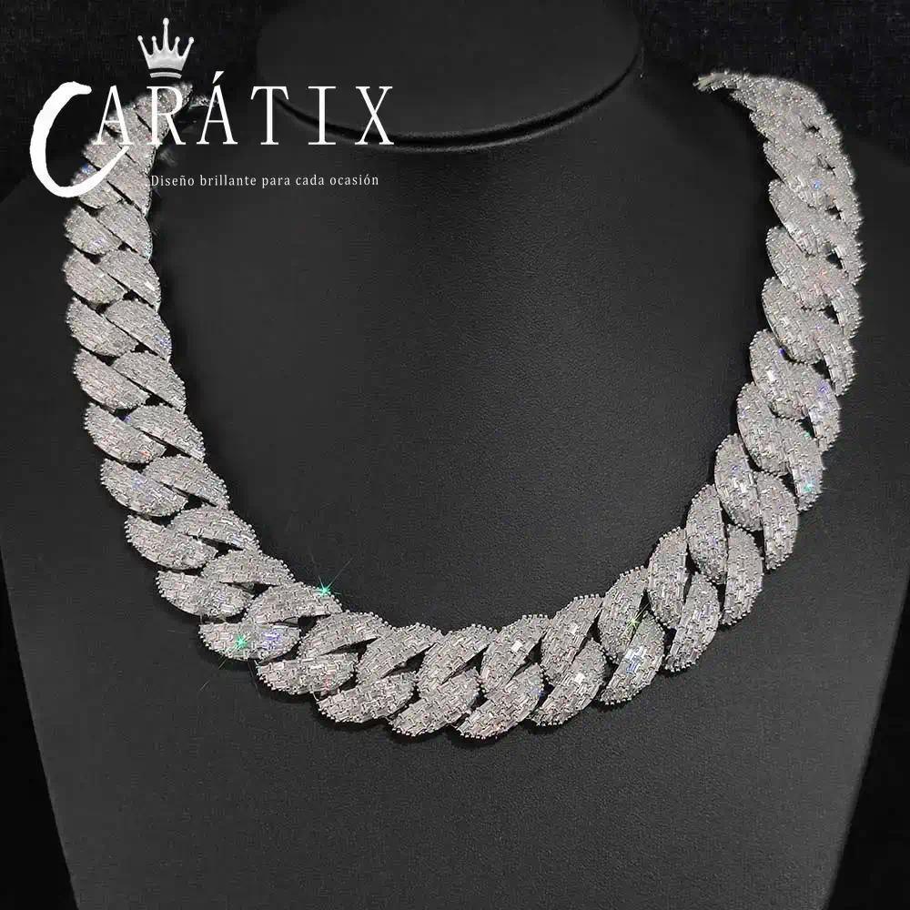 CARÁTIX 24mm 4 Row Cuban Link Chain Necklace – CZ Prong Iced Out Thick Brass Hip Hop Bling Jewelry for Men | Gift - CaratixJewelry